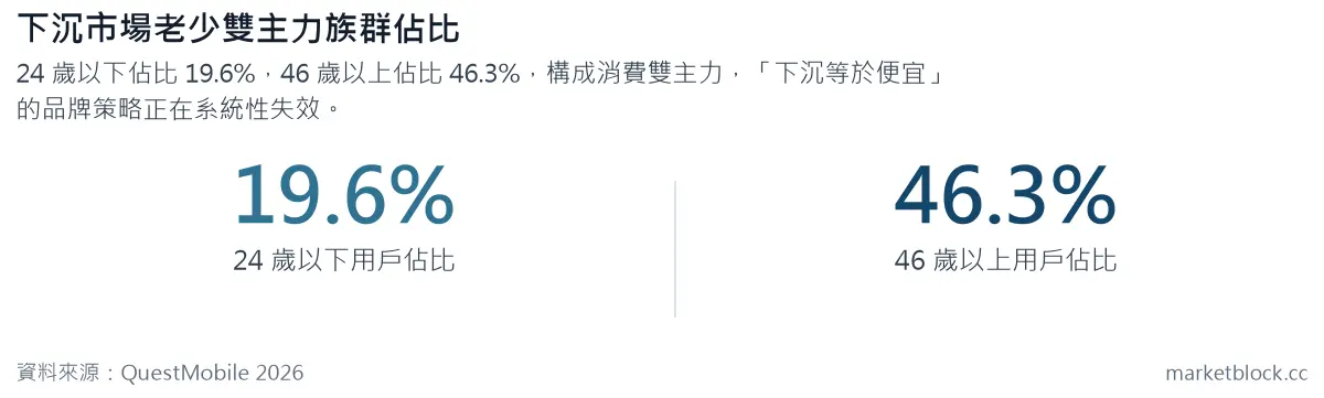 下沉市場老少雙主力族群佔比